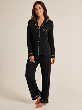 State of Day Black Ribbed Pajama Set Size Small NWT